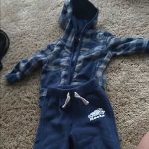 Roots Kids Blue Plaid Hoodie and Pants Set